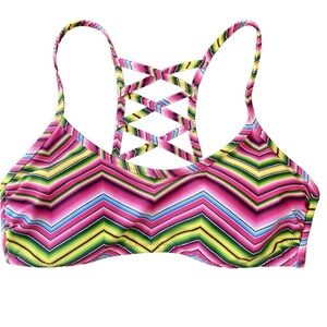 Girls’ Colorful Zig Zag Print BIKINI TOP Size Medium